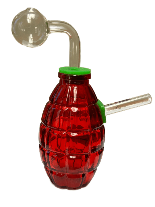 Product for sale: OBO-049 = Red Grenade Oil Glass Bong-Default Title