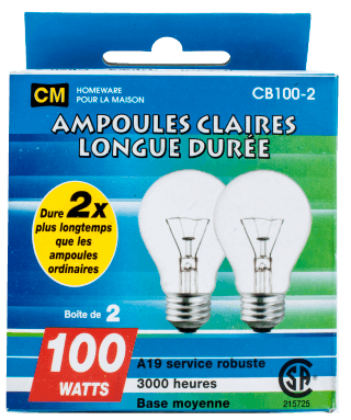 Product for sale: CM Hardware Clear Bulbs 100w - 2 Pack-Default Title