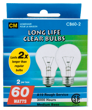 Product for sale: CM Hardware Clear Bulbs 60w - 2 Pack-Default Title