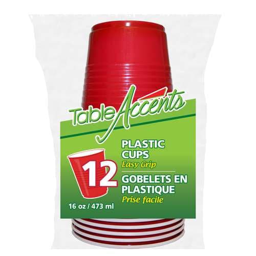 Product for sale: Table Accents - Plastic Cups - 16oz - Easy Grip - Red with White Interior - 12Pk-Default Title